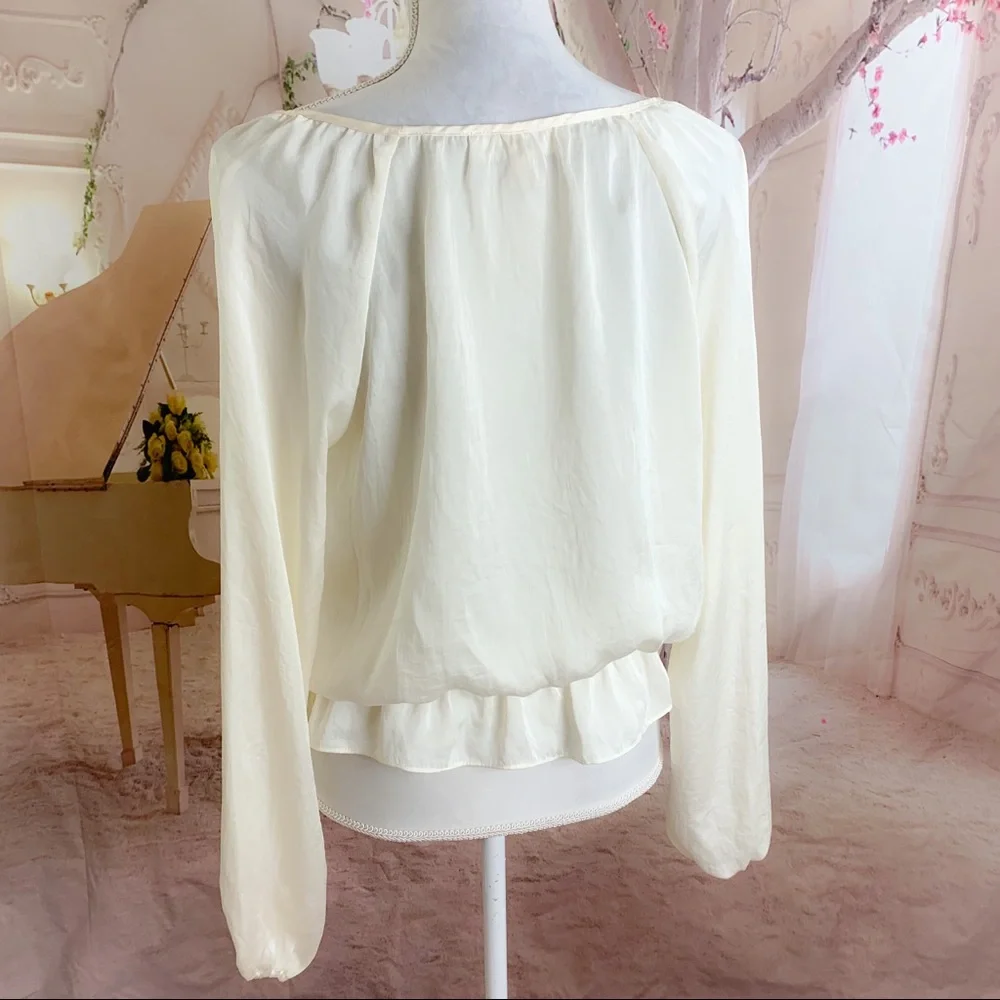Michael Kors Ivory Silky Ruffle Blouse - Picture 6 of 10